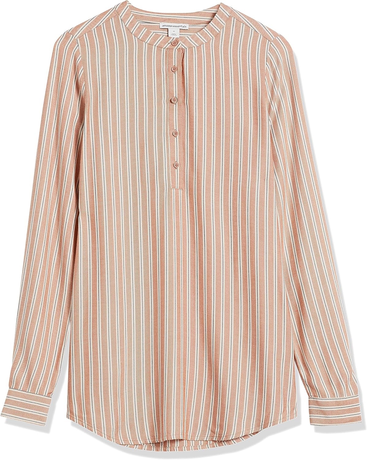 image:imageAmazon Essentials Womens LongSleeve Relaxed Fit Popover Blouse Collared Business Casual Work ShirtTerracotta French Stripe
