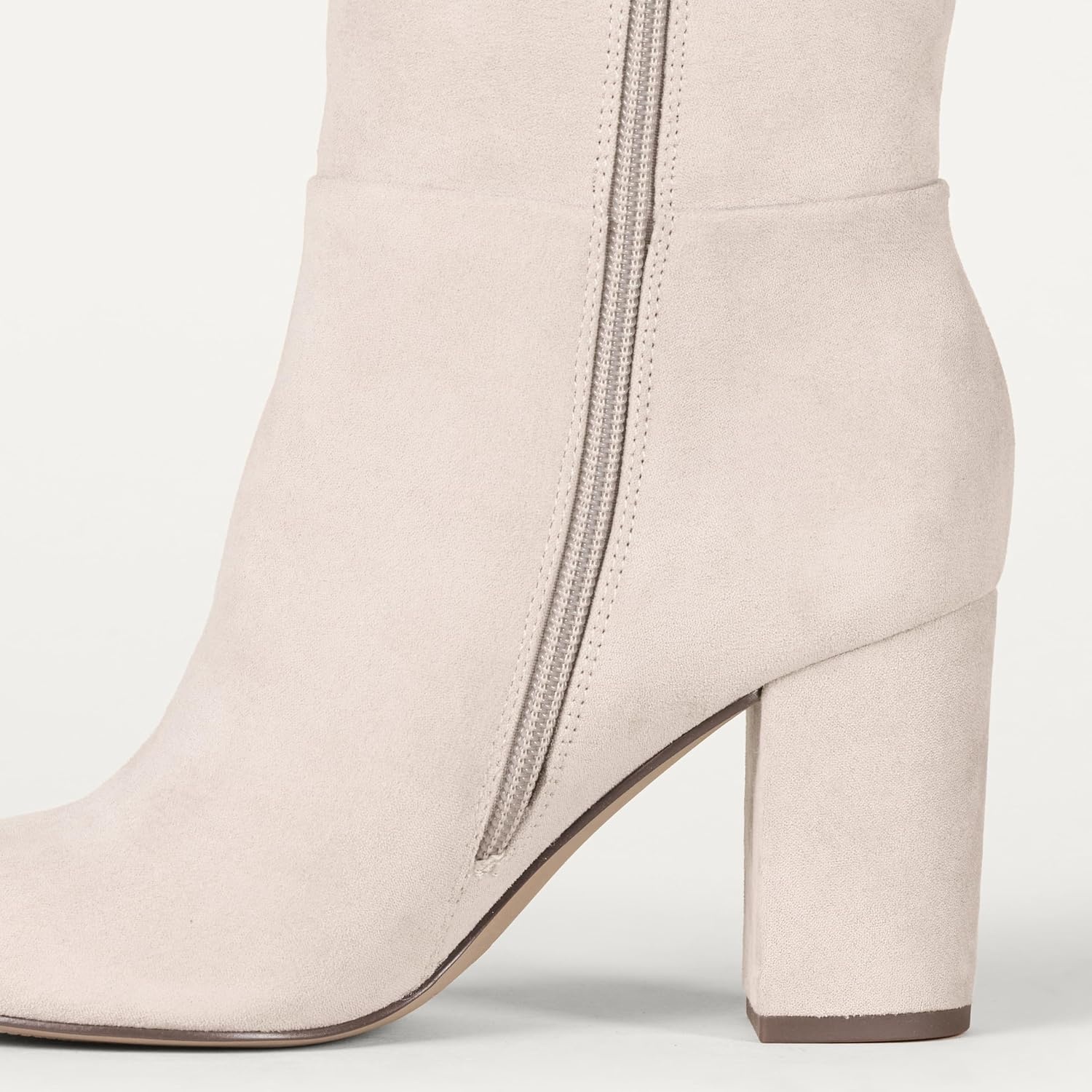 image:imageAmazon Essentials Womens Tall Heel Boot with Memory Foam Insole Interior ZipperGrey Faux Suede