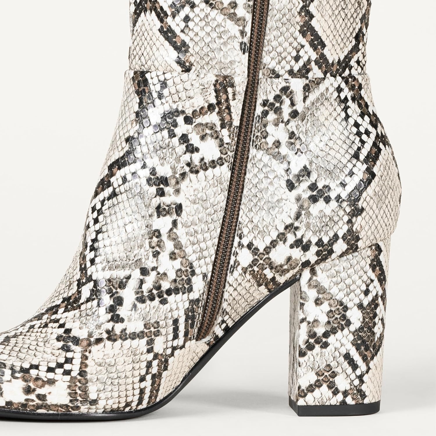 image:imageAmazon Essentials Womens Tall Heel Boot with Memory Foam Insole Interior ZipperSnake Faux Leather