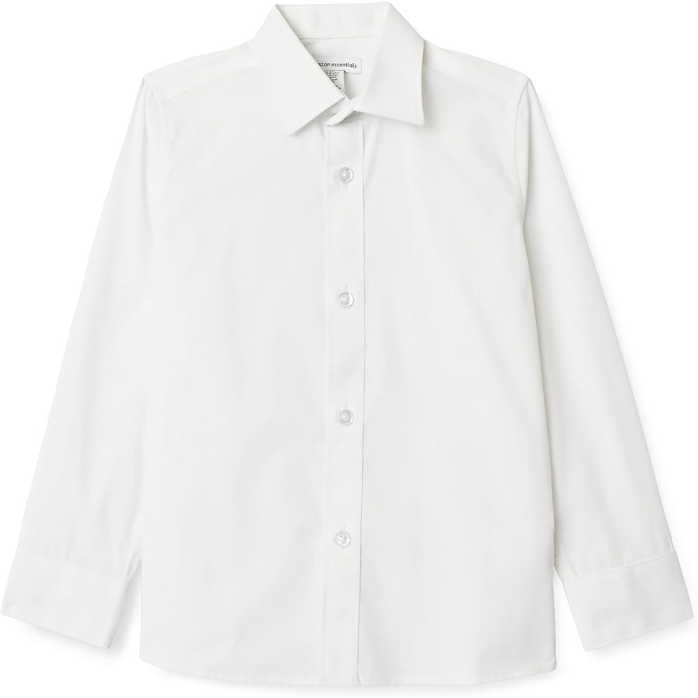 image:imageAmazon Essentials Boys Regular Fit Easy Iron Long Sleeve School ShirtBright White