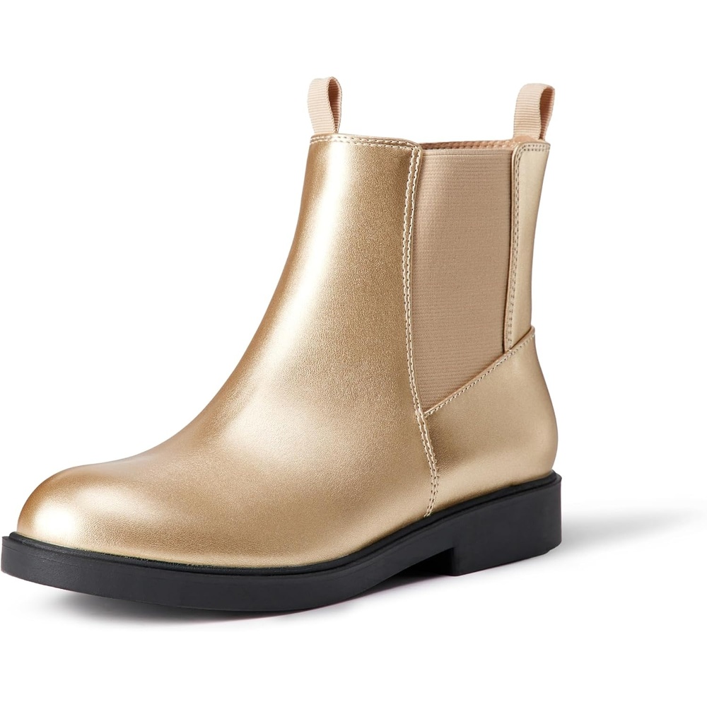 image:imageAmazon Essentials Girls Chelsea Ankle BootsGold Faux Leather