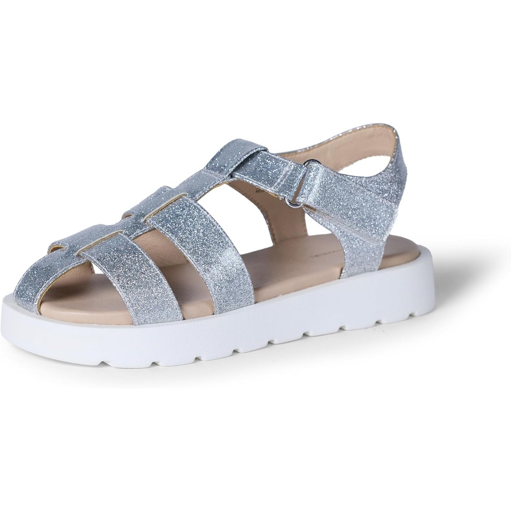 image:imageAmazon Essentials Girls Closed Toe Fisherman Sandals with Velcro StrapSilver Glitter