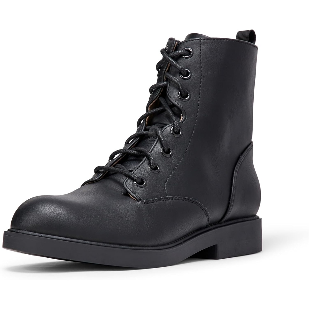 image:imageAmazon Essentials Girls Combat Boots With ZipperBlack Faux Leather