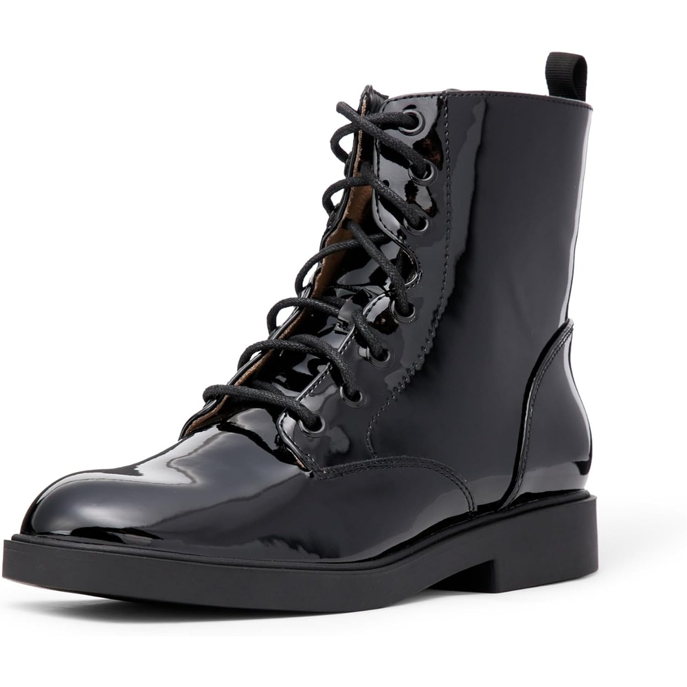 image:imageAmazon Essentials Girls Combat Boots With ZipperBlack Patent