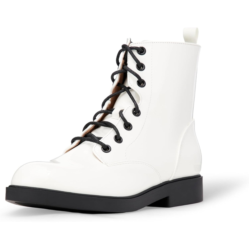 image:imageAmazon Essentials Girls Combat Boots With ZipperWhite Patent