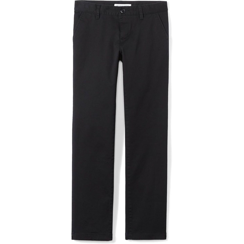 image:imageAmazon Essentials Girls and Toddlers Flat Front Uniform Chino Pant with Adjustable StretchBlack