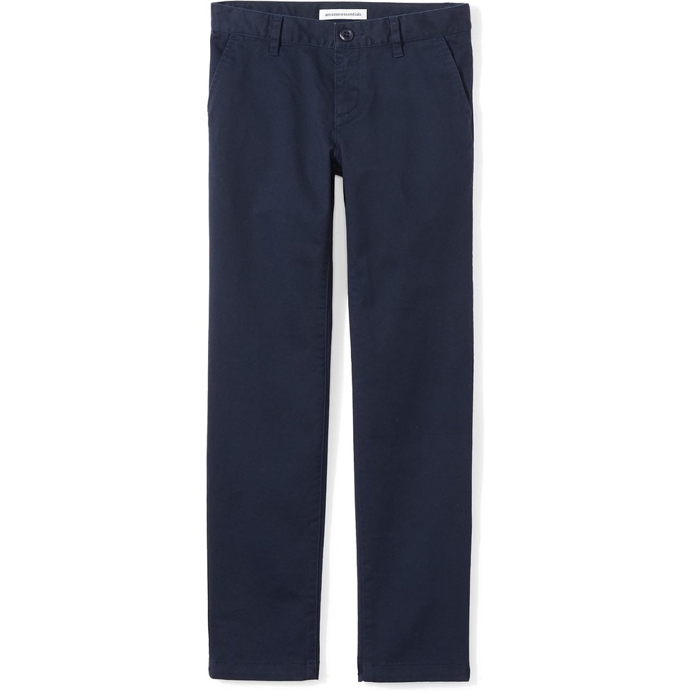 image:imageAmazon Essentials Girls and Toddlers Flat Front Uniform Chino Pant with Adjustable StretchNavy