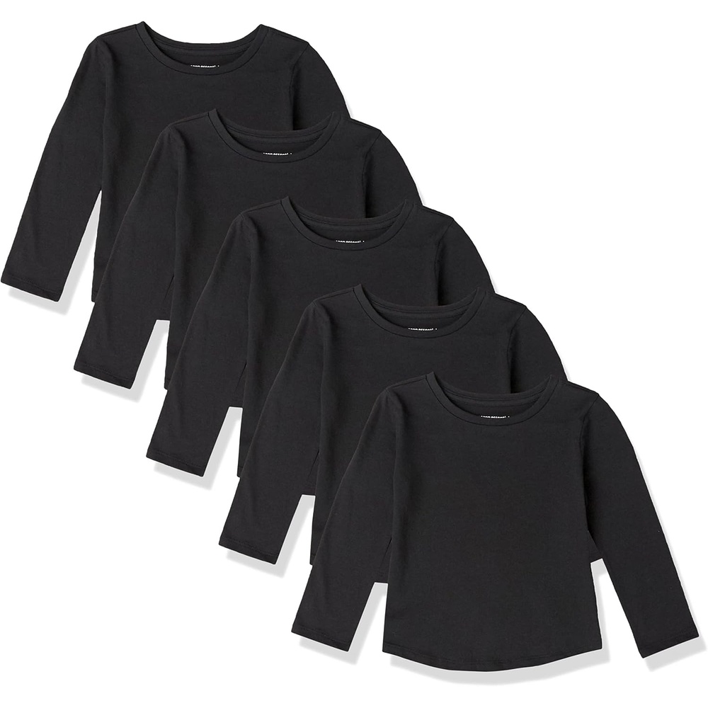 image:imageAmazon Essentials Girls and Toddlers LongSleeve Cotton TShirts MultipacksBlack