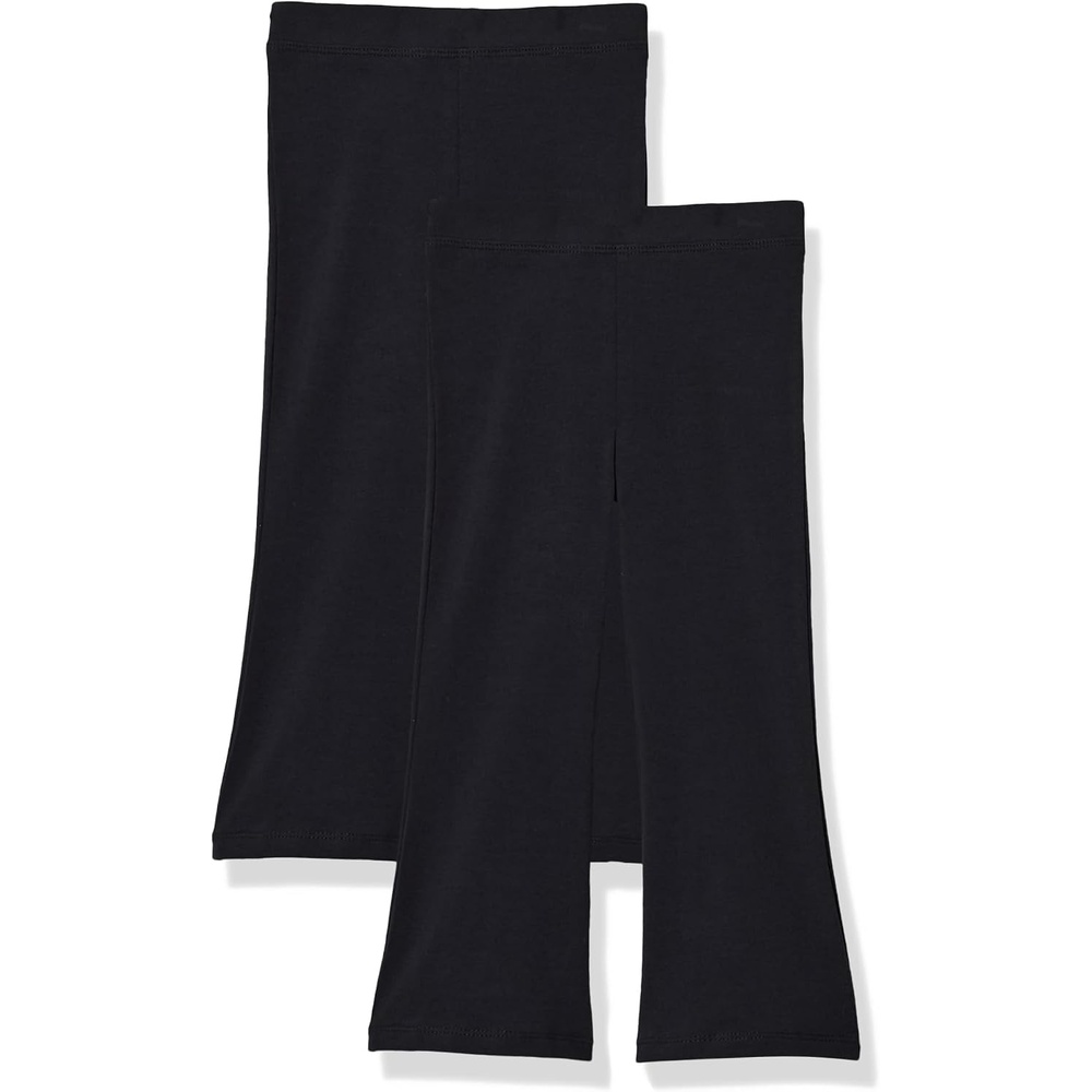 image:imageAmazon Essentials Girls and Toddlers SlimFit Cotton Knit Flare Leggings Pull On Pack of 2Black Black
