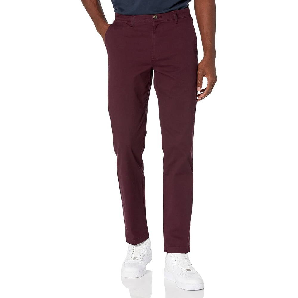 image:imageAmazon Essentials Mens StraightFit Casual Stretch Chino Pants Sits at WaistBurgundy
