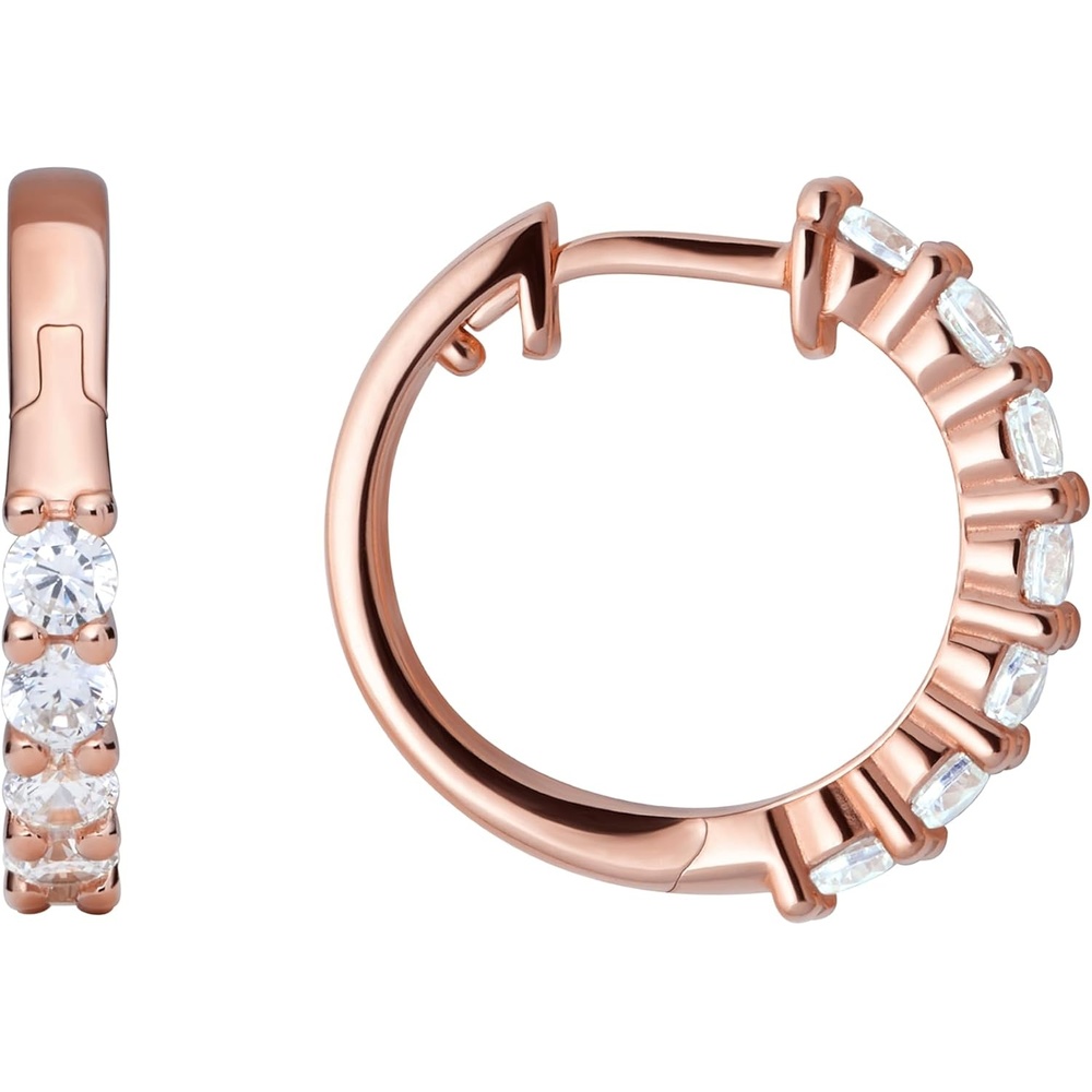 image:imageAmazon Essentials Sterling Silver Hinged Huggie Hoop EarringsRose Gold