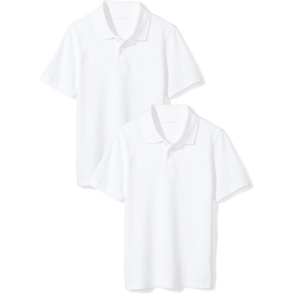 image:imageAmazon Essentials Toddler Boys School Uniform ShortSleeve Pique Polo Shirts Breathable Cotton Button Closure MultipacksBright WhiteBright White