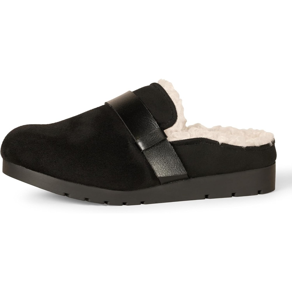 image:imageAmazon Essentials Womens Backless Shearling Memory Foam Mule Slides NonSlipBlack Microsuede