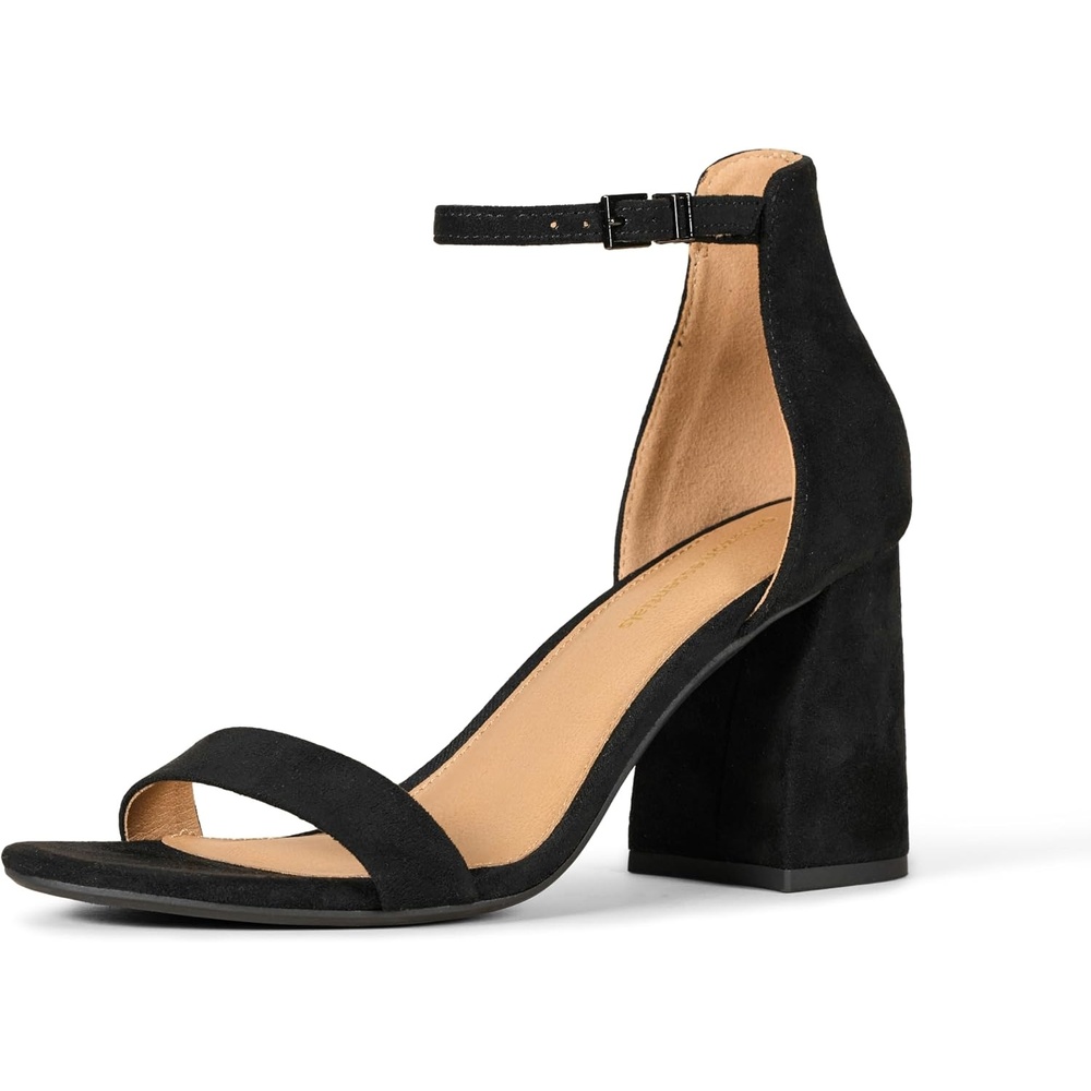 image:imageAmazon Essentials Womens High Heel Nola Block Heels Sandals with Ankle StrapBlack Faux Suede