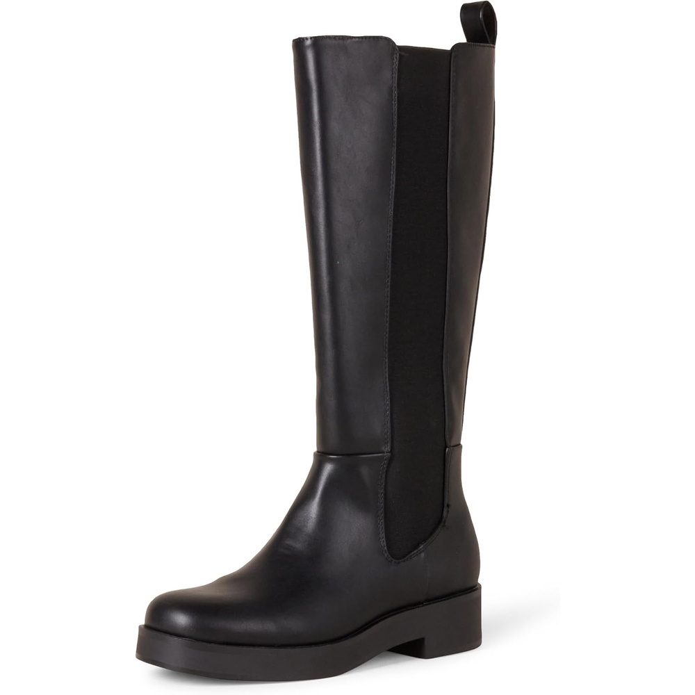 image:imageAmazon Essentials Womens Tall Gusset Boot with Square Toe and Chunky HeelBlack