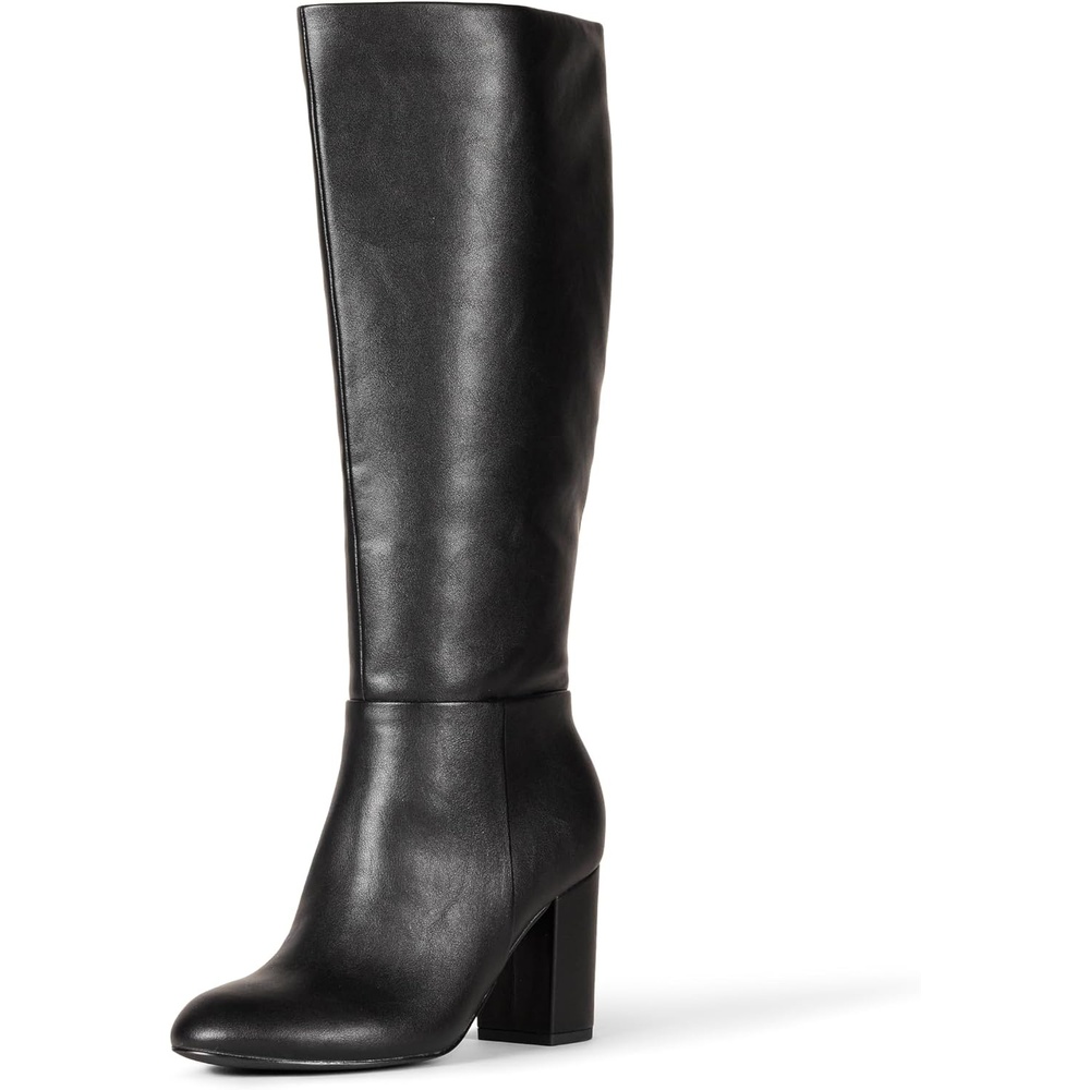 image:imageAmazon Essentials Womens Tall Heel Boot with Memory Foam Insole Interior ZipperBlack Faux Leather