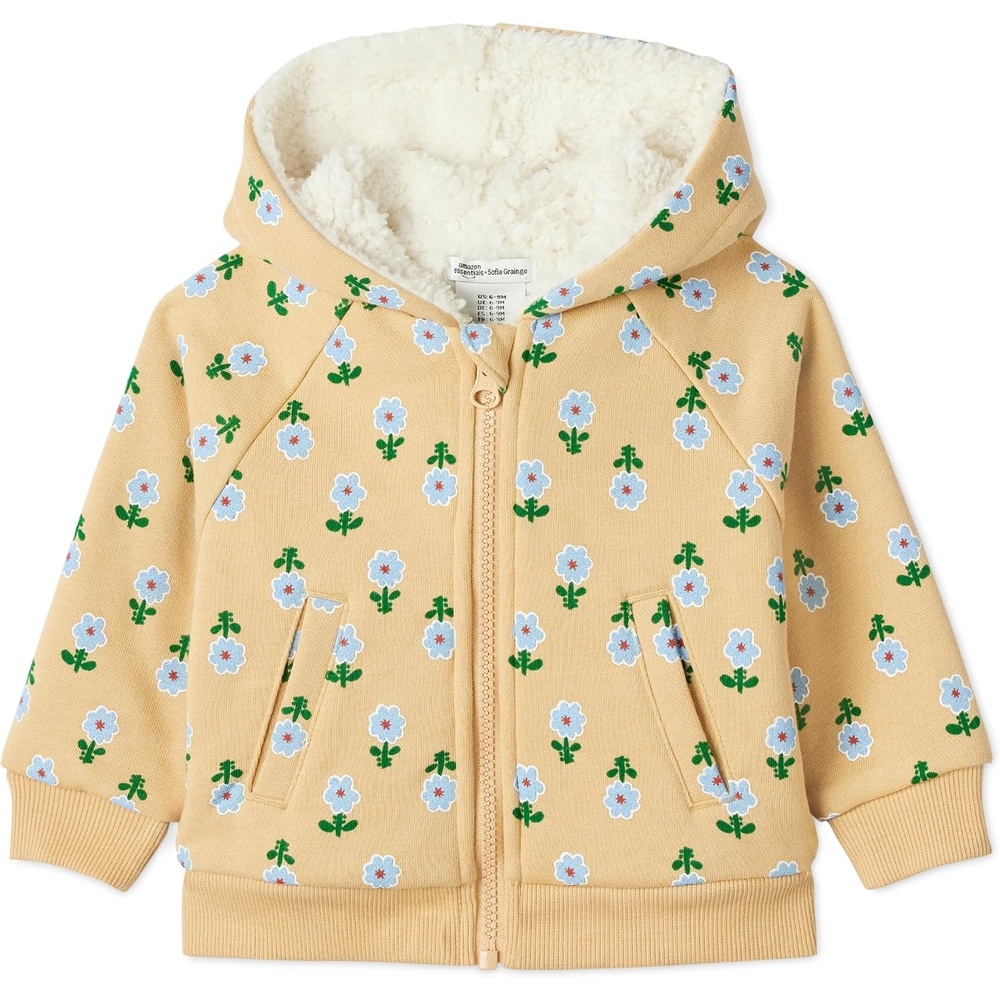 image:imageAmazon Essentials x Sofia Grainge Unisex Toddlers and Babies Zip Hoodie SweatshirtBeige Graphic Flower