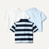 Amazon Essentials Boys and Toddlers’ Cotton Spandex Pique Polo Shirt, Pack of 3(Light Blue/White/Rugby Stripe)