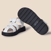 Amazon Essentials Girls’ Closed Toe Fisherman Sandals with Velcro Strap(Off-white Faux Leather)