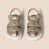 Amazon Essentials Girls’ Closed Toe Fisherman Sandals with Velcro Strap(Pale Metallic Gold Faux Leather)