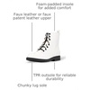 Amazon Essentials Girls’ Combat Boots With Zipper(White Patent)