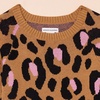 Amazon Essentials Girls and Toddlers’ Cotton Knit Raglan Sweater Dress, Long Sleeve(Camel Leopard)