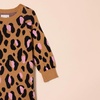 Amazon Essentials Girls and Toddlers’ Cotton Knit Raglan Sweater Dress, Long Sleeve(Camel Leopard)
