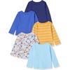 Amazon Essentials Girls and Toddlers’ Long-Sleeve Cotton T-Shirts, Multipacks(Blue  Dot Floral)