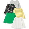 Amazon Essentials Girls and Toddlers’ Long-Sleeve Cotton T-Shirts, Multipacks(Green  Alligator Yoga)