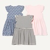Amazon Essentials Girls and Toddlers’ Ruffle Flutter Sleeve Jersey Tunic, Pack of 3(Pale Pink/French Stripe/Floral)