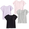 Amazon Essentials Girls and Toddlers’ Short Sleeve T-Shirt(Black Unicorn/Grey Text Print/Light Pink/Lilac)