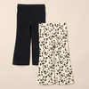 Amazon Essentials Girls and Toddlers’ Slim-Fit Cotton Knit Flare Leggings, Pull On, Pack of 2(Black/Ivory Leopard)