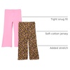 Amazon Essentials Girls and Toddlers’ Slim-Fit Cotton Knit Flare Leggings, Pull On, Pack of 2(Bright Pink/Tan Leopard Print)