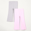 Amazon Essentials Girls and Toddlers’ Slim-Fit Cotton Knit Flare Leggings, Pull On, Pack of 2(Light Grey Heather/Pink)