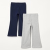 Amazon Essentials Girls and Toddlers’ Slim-Fit Cotton Knit Flare Leggings, Pull On, Pack of 2(Navy/Light Grey Heather)