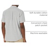 Amazon Essentials Men’s Short-Sleeve Oxford Shirt with Pocket, Grey, Small