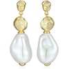 Amazon Essentials Pearl Drop Earrings for Women – Gold-Tone Fine Silver Plated, Bridal Jewelry