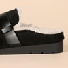 Amazon Essentials Women’s Backless Shearling Memory Foam Mule Slides, Non-Slip(Black Microsuede)