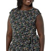 Amazon Essentials Women’s Cap Sleeve Boat-Neck Faux Wrap Pleated Matte Jersey Dress(Black  Ditsy Floral)