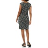 Amazon Essentials Women’s Cap Sleeve Boat-Neck Faux Wrap Pleated Matte Jersey Dress(Black  Ditsy Floral)