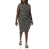 Amazon Essentials Women’s Cap Sleeve Boat-Neck Faux Wrap Pleated Matte Jersey Dress(Black  Ditsy Floral)
