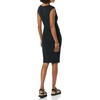 Amazon Essentials Women’s Cap Sleeve Boat-Neck Faux Wrap Pleated Matte Jersey Dress(Black)