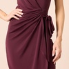 Amazon Essentials Women’s Cap Sleeve Boat-Neck Faux Wrap Pleated Matte Jersey Dress(Burgundy)