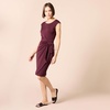Amazon Essentials Women’s Cap Sleeve Boat-Neck Faux Wrap Pleated Matte Jersey Dress(Burgundy)