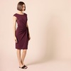 Amazon Essentials Women’s Cap Sleeve Boat-Neck Faux Wrap Pleated Matte Jersey Dress(Burgundy)