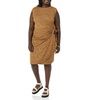 Amazon Essentials Women’s Cap Sleeve Boat-Neck Faux Wrap Pleated Matte Jersey Dress(Dark Camel  Leopard)