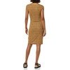Amazon Essentials Women’s Cap Sleeve Boat-Neck Faux Wrap Pleated Matte Jersey Dress(Dark Camel  Leopard)