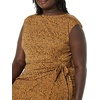 Amazon Essentials Women’s Cap Sleeve Boat-Neck Faux Wrap Pleated Matte Jersey Dress(Dark Camel  Leopard)