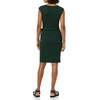 Amazon Essentials Women’s Cap Sleeve Boat-Neck Faux Wrap Pleated Matte Jersey Dress(Dark Green Animal)