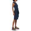 Amazon Essentials Women’s Cap Sleeve Boat-Neck Faux Wrap Pleated Matte Jersey Dress(Navy)